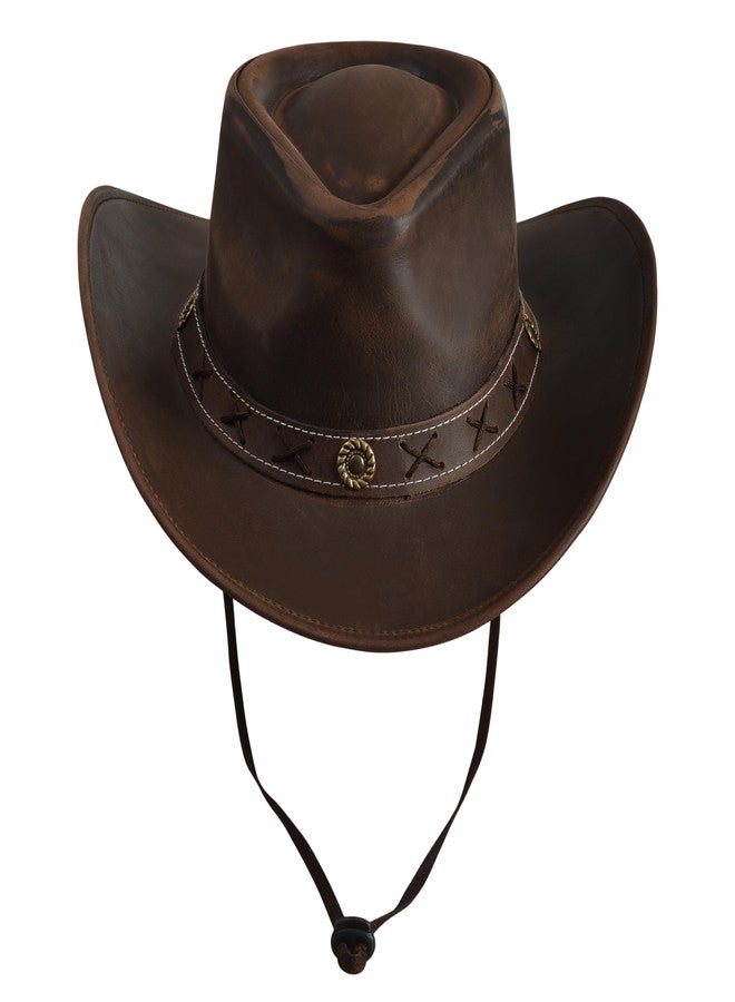 Strength Zones Leather Cowboy hat for Men & Women Durable Handcrafted Lightweight Shapeable Western Hats for Men Block Brown (US, Alpha, Medium, Block Brown) - Image 2